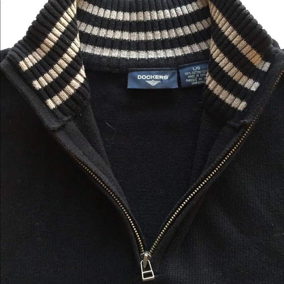 Dockers Men’s Half Zip Sweater Black Tan Large Cotton - Picture 5 of 16